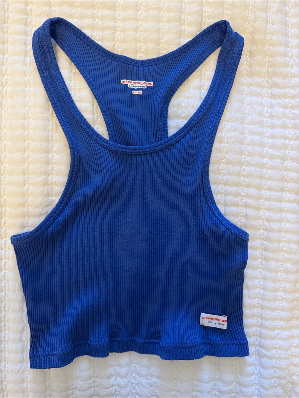 Alexander Wang cobalt ribbed racerback crop top